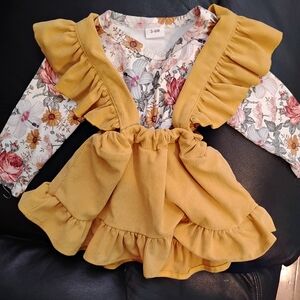 Charming Floral and Mustard Kids Dress